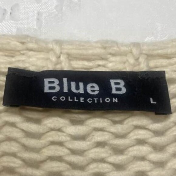 Blue B Collection Chunky Knit Sweater Women’s Large Cream Brown Blue Cozy Boho - Picture 10 of 12